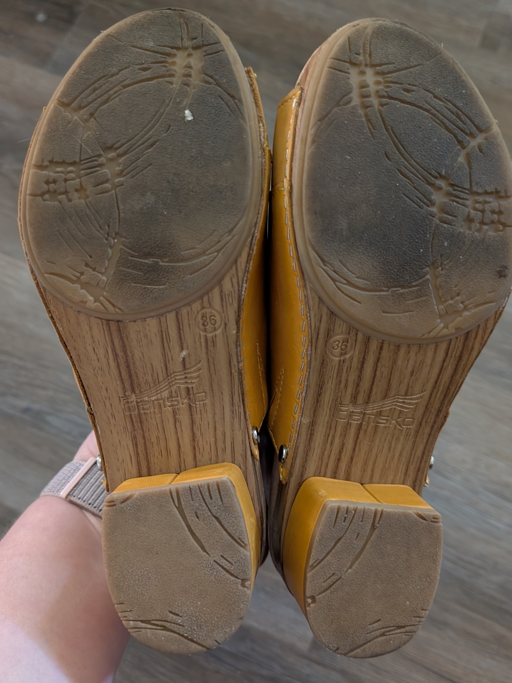 Dansko Madalyn Low Block Heel Leather Slingback Clog in Mustard Yellow - Picture 3 of 8